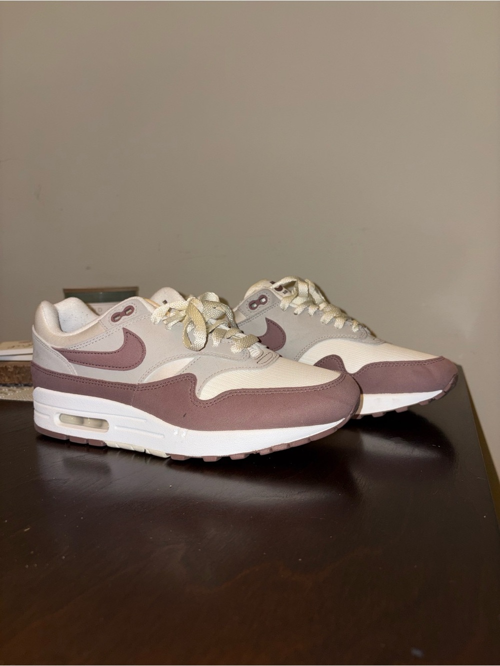 Nike Women's Lace-Up Sneakers in Mauve and Cream